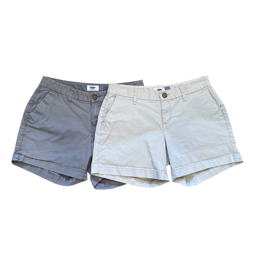 Old Navy Classic Chino Shorts, Bundle 2, Gray, Beige, Minimalist, Size 2
